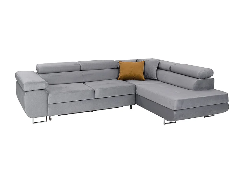 Canapé d'angle convertible droit 4 places Wilson velours Gris