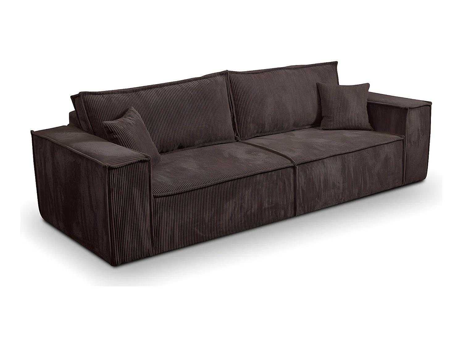 Canapé convertible 4 places avec coffre Isaac velours côtelé Marron
