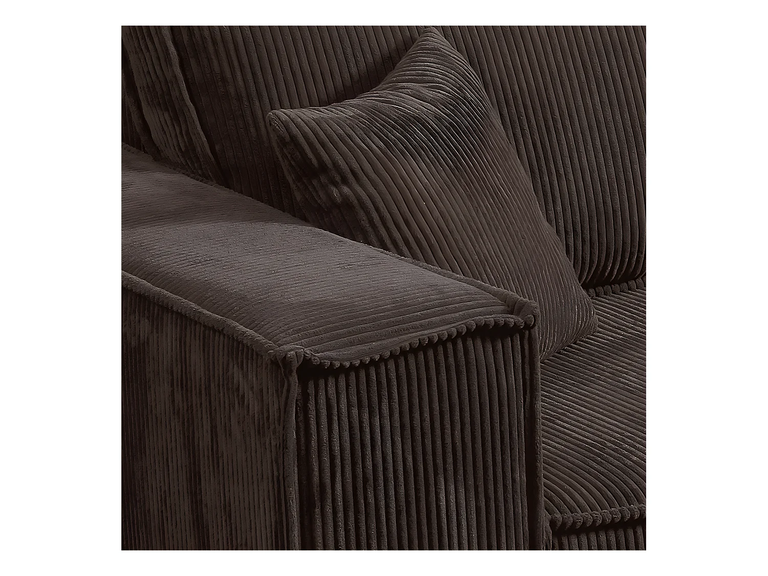 Canapé convertible 4 places avec coffre Isaac velours côtelé Marron