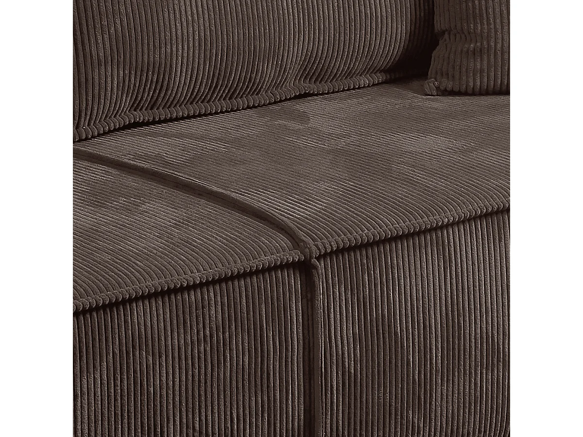Canapé convertible 4 places avec coffre Isaac velours côtelé Marron