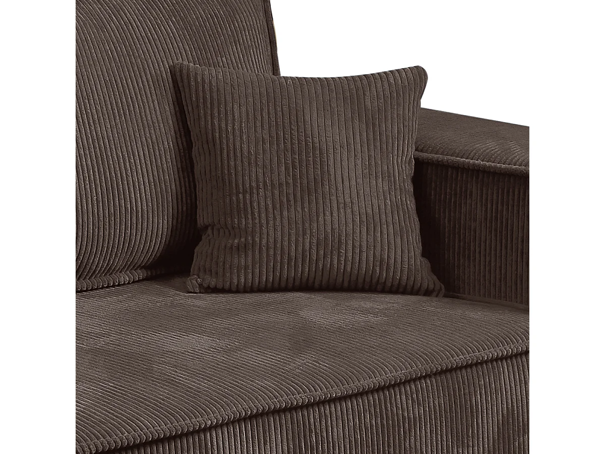 Canapé convertible 4 places avec coffre Isaac velours côtelé Marron