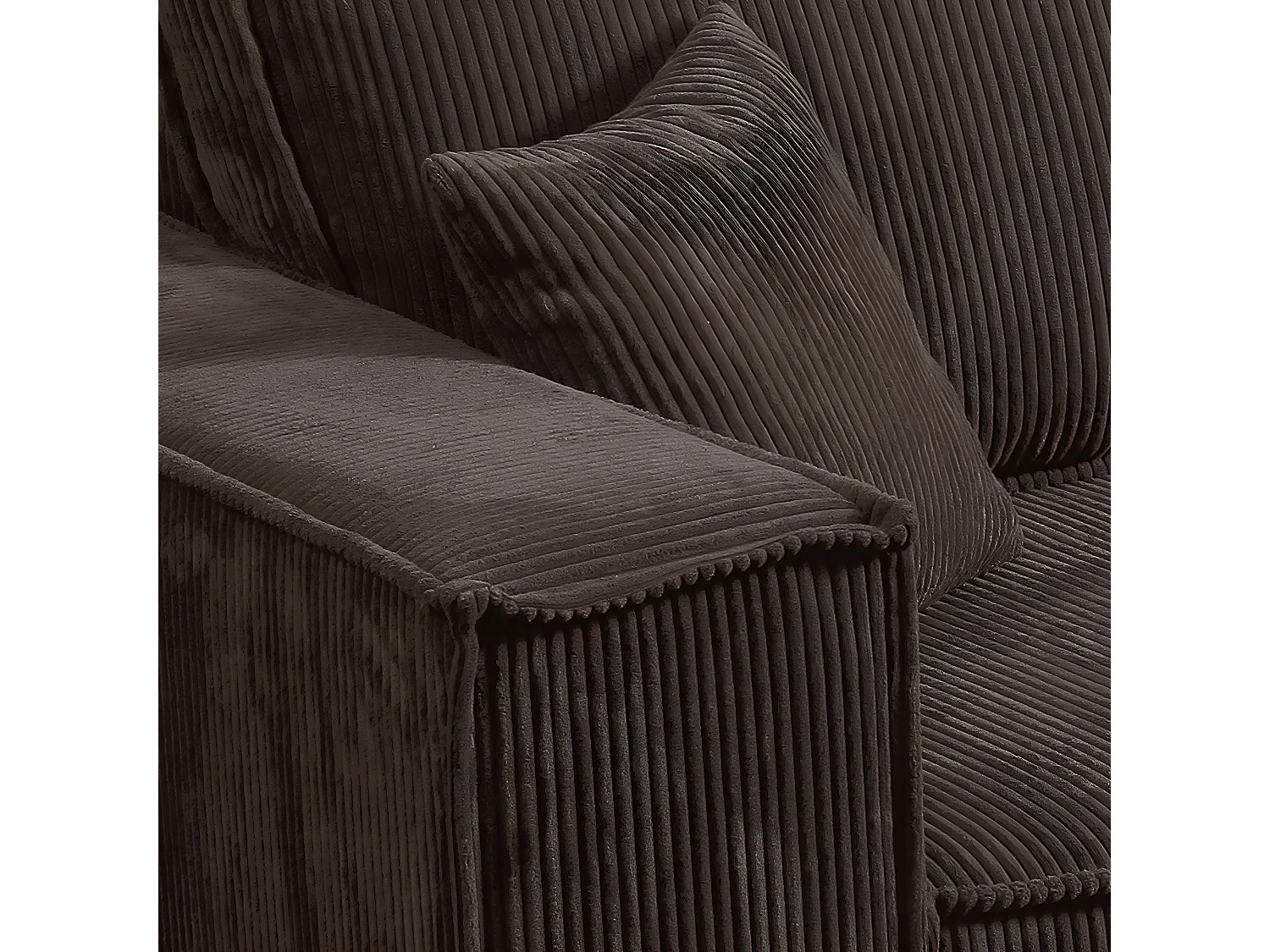 Canapé convertible 4 places avec coffre Isaac velours côtelé Marron