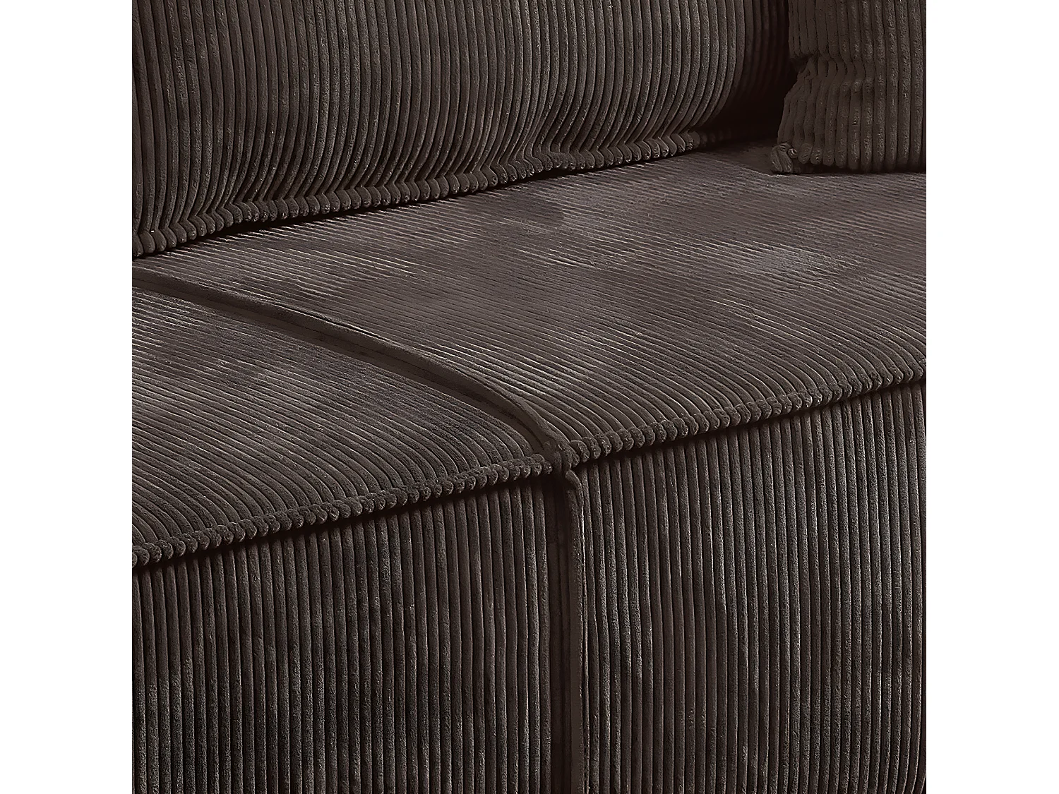 Canapé convertible 4 places avec coffre Isaac velours côtelé Marron