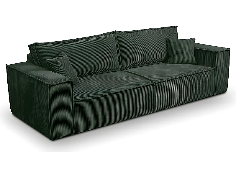 Canapé convertible 4 places avec coffre Isaac velours côtelé Vert sapin