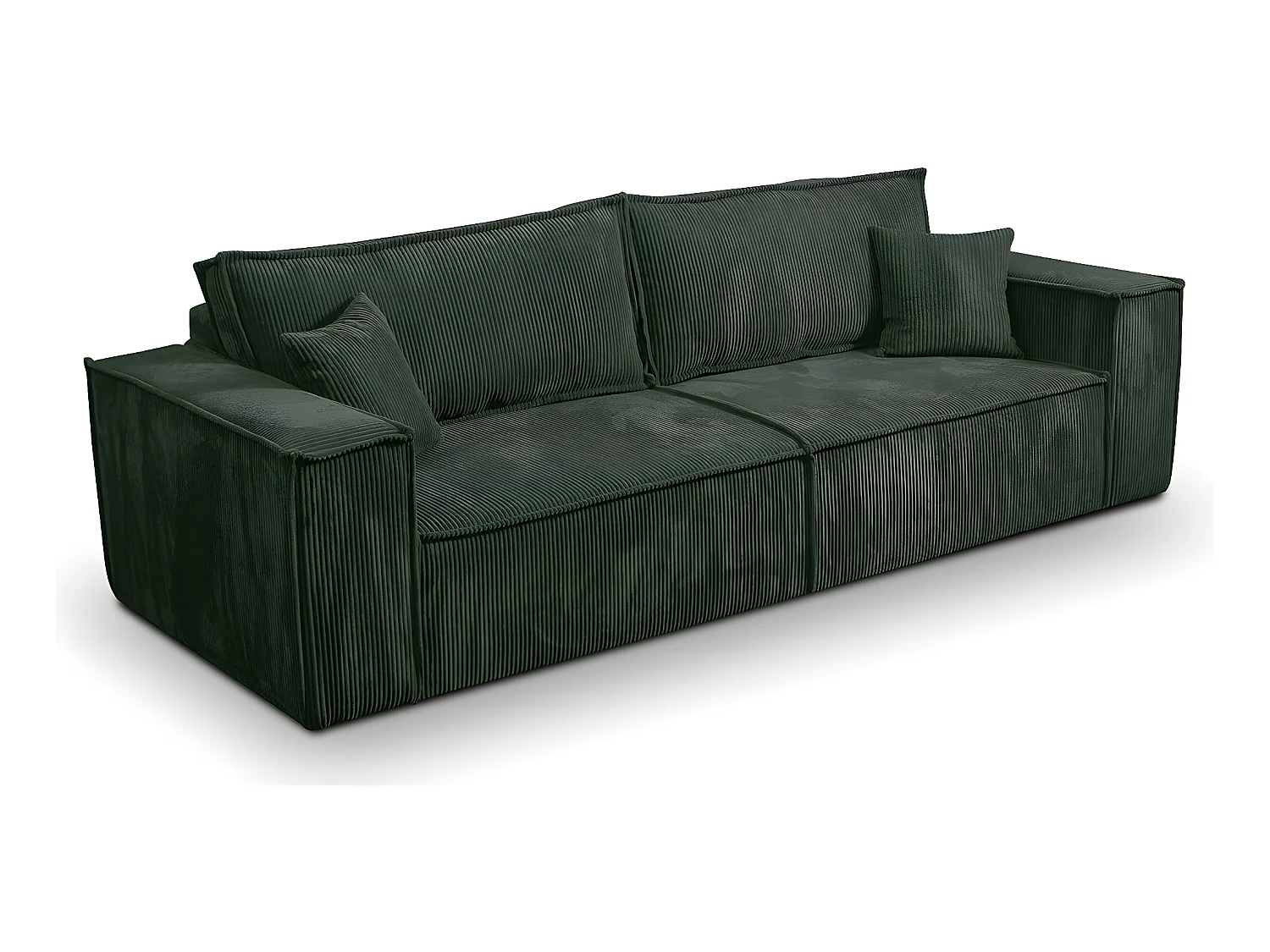 Canapé convertible 4 places avec coffre Isaac velours côtelé Vert sapin