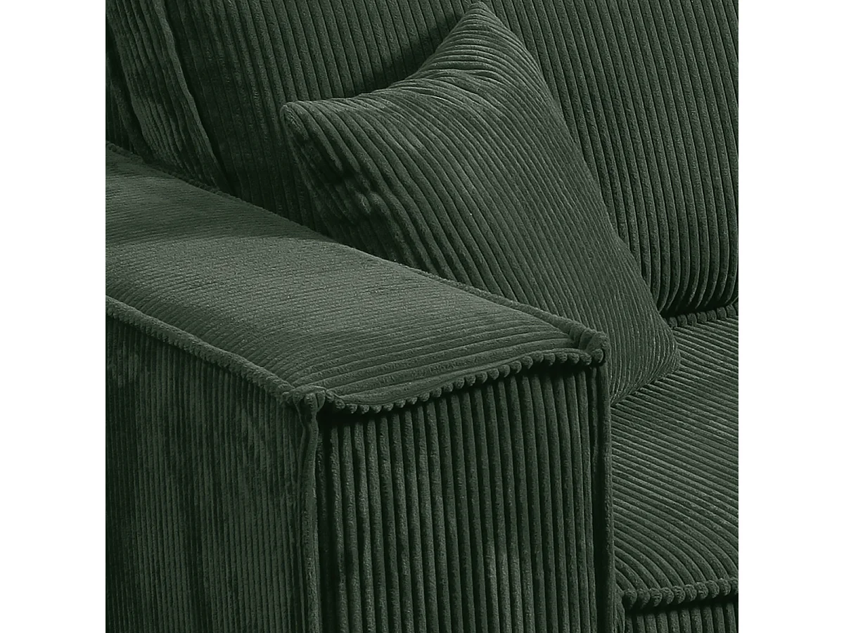 Canapé convertible 4 places avec coffre Isaac velours côtelé Vert sapin