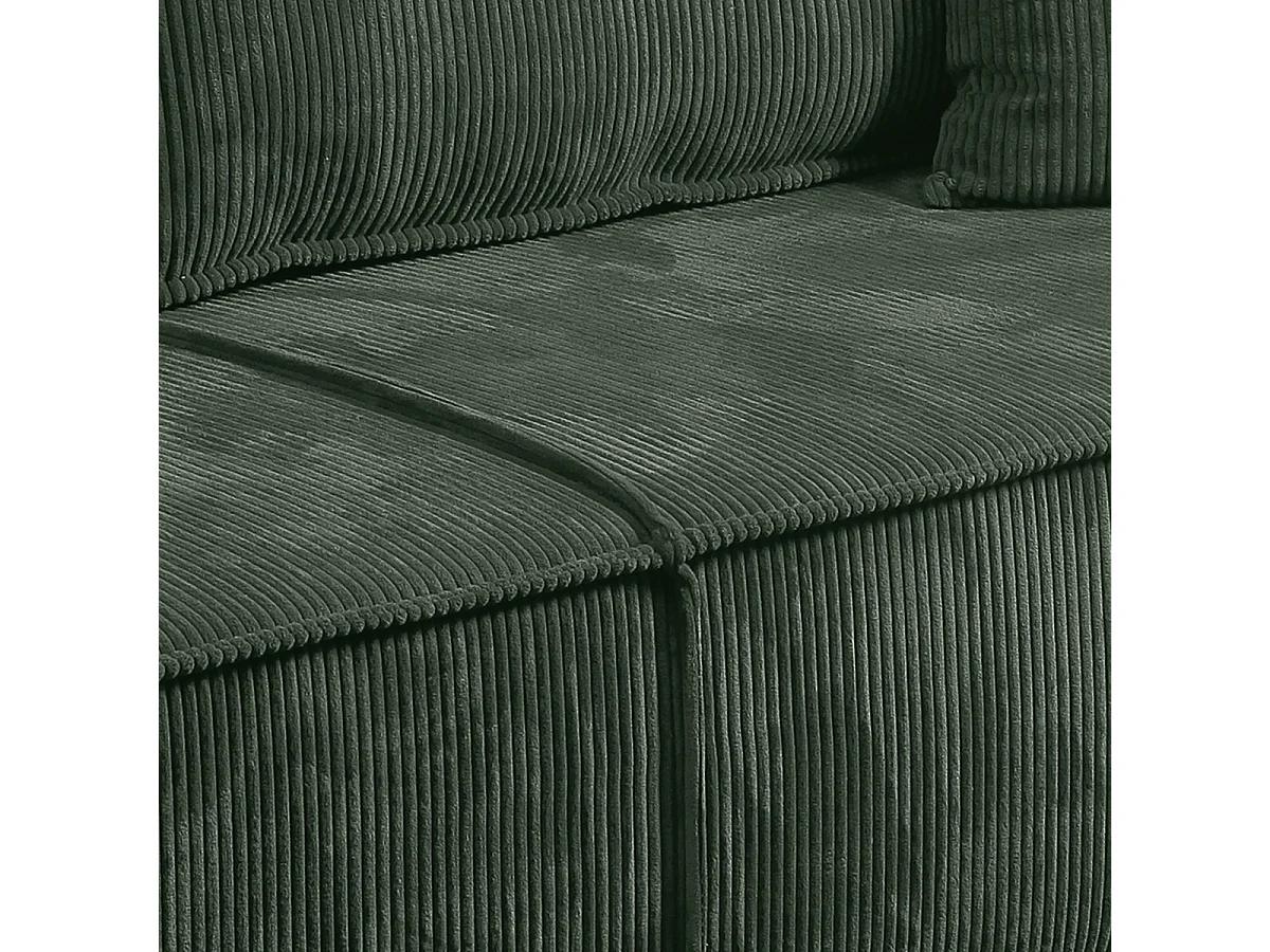 Canapé convertible 4 places avec coffre Isaac velours côtelé Vert sapin