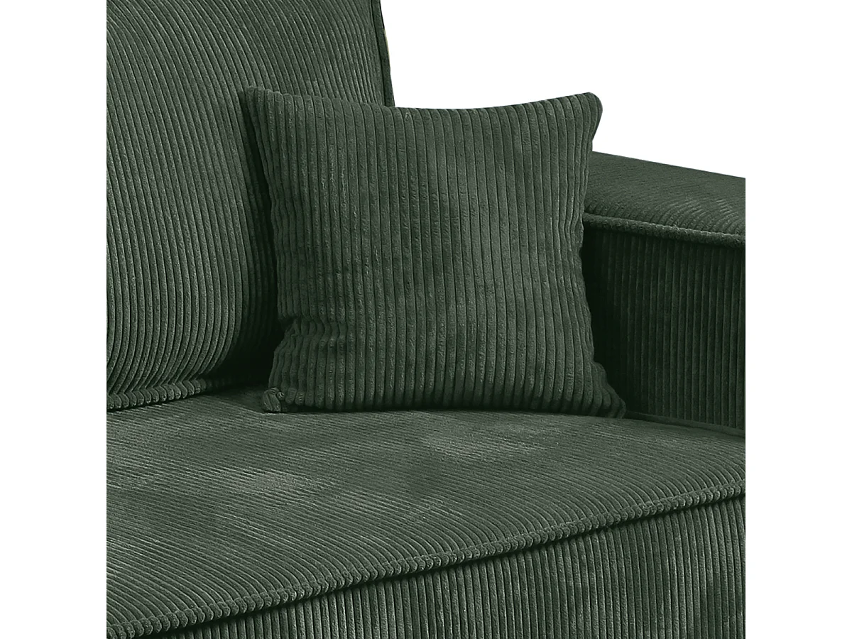 Canapé convertible 4 places avec coffre Isaac velours côtelé Vert sapin