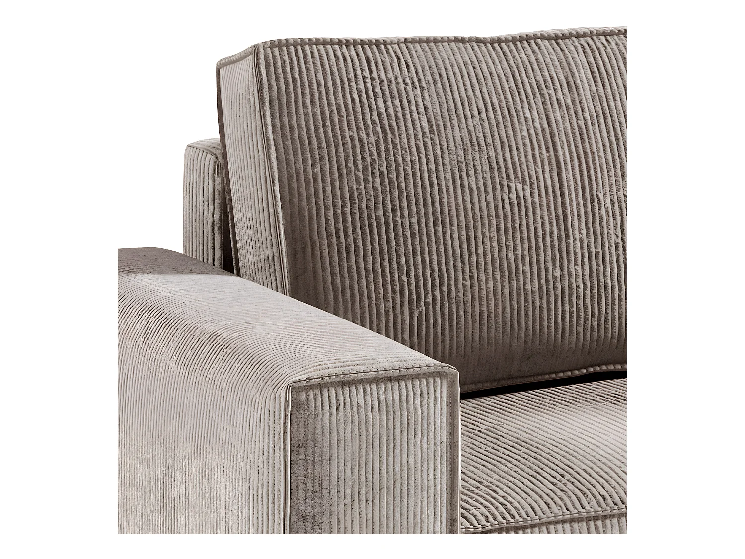 Canapé d'angle réversible et convertible 4 places avec coffre Isaac velours côtelé Taupe