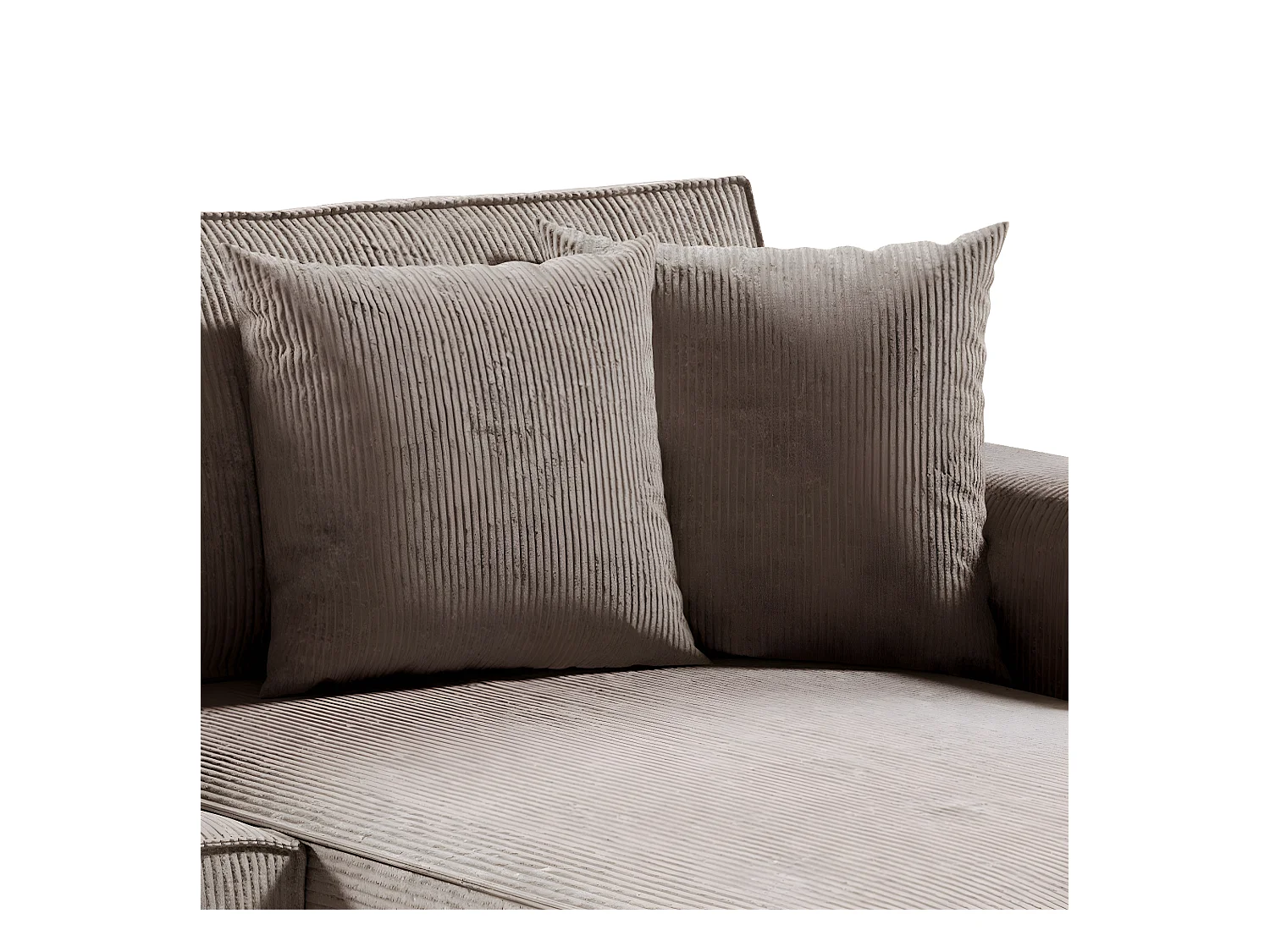 Canapé d'angle réversible et convertible 4 places avec coffre Isaac velours côtelé Taupe