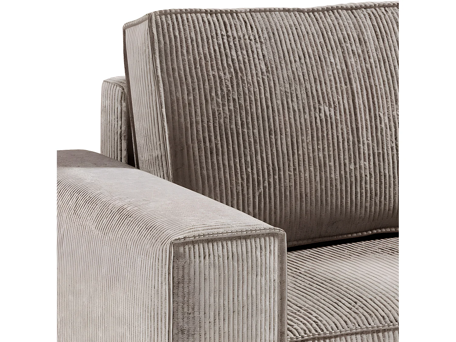 Canapé d'angle réversible et convertible 4 places avec coffre Isaac velours côtelé Taupe