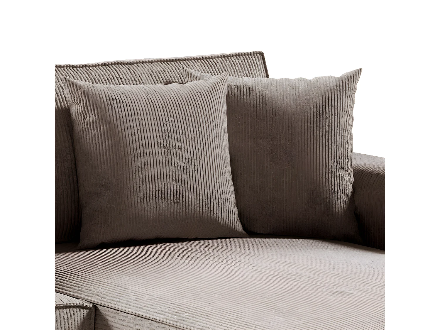 Canapé d'angle réversible et convertible 4 places avec coffre Isaac velours côtelé Taupe