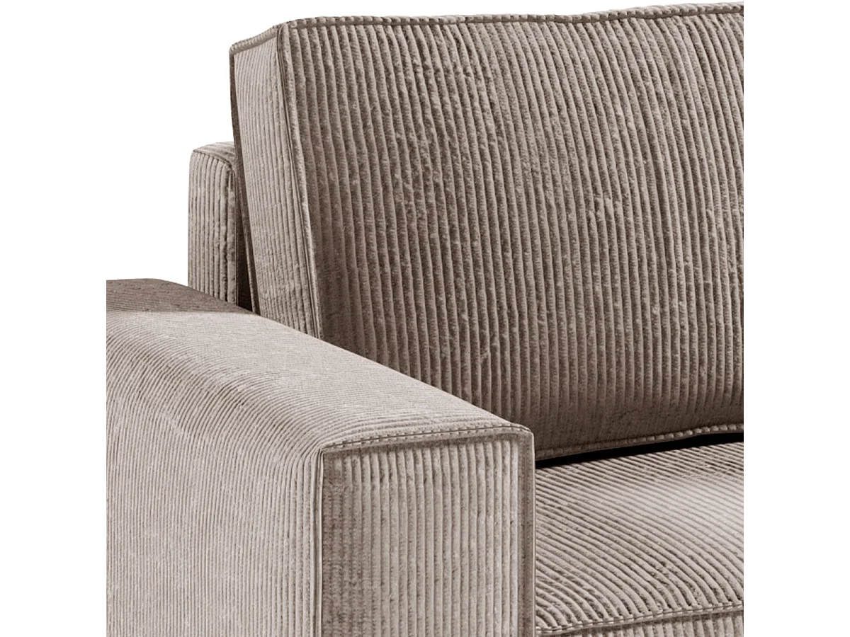 Canapé d'angle réversible et convertible 4 places avec coffre Isaac velours côtelé Taupe