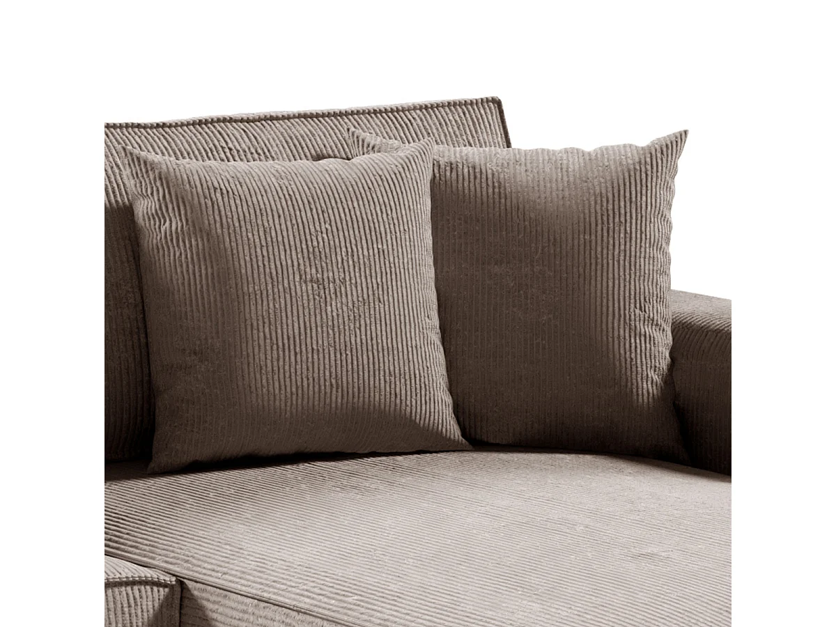 Canapé d'angle réversible et convertible 4 places avec coffre Isaac velours côtelé Taupe