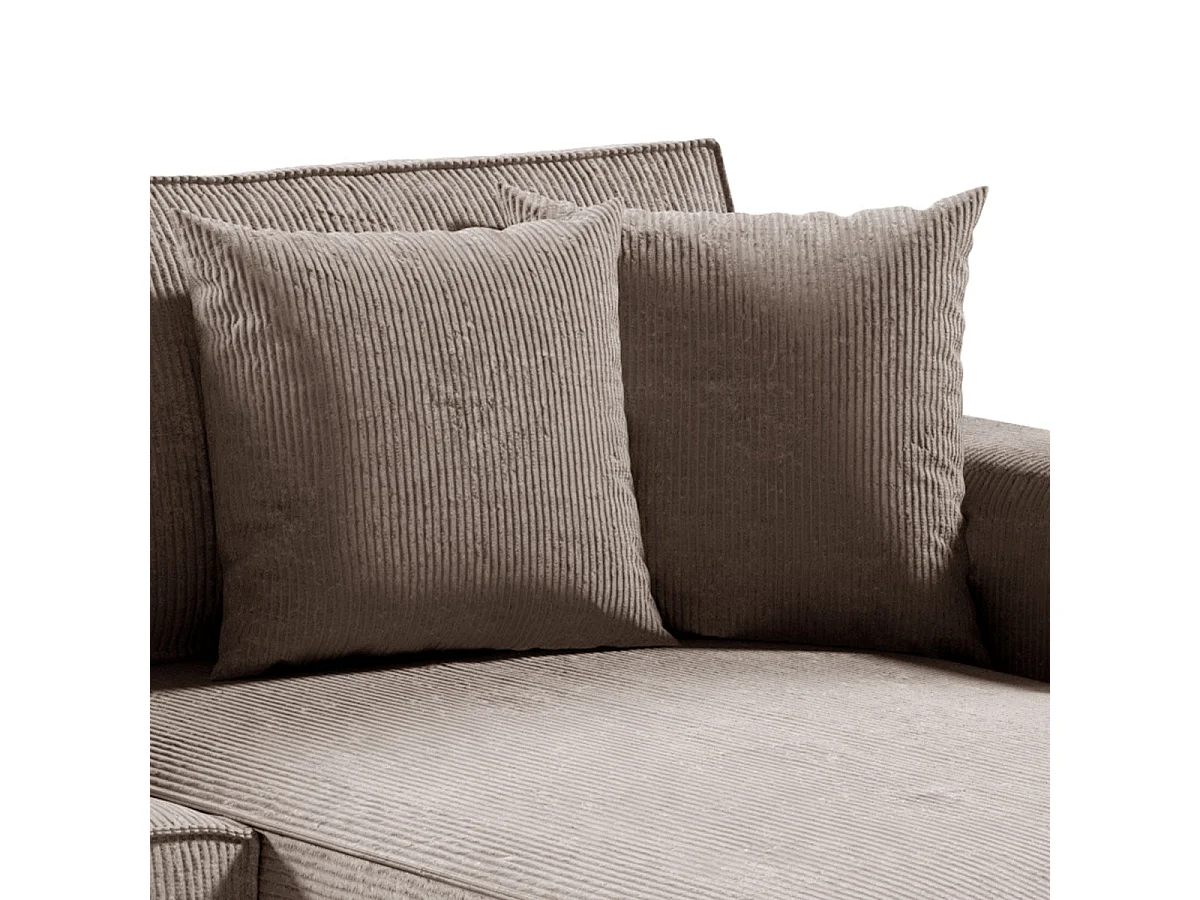 Canapé d'angle convertible 4 places avec coffre en velours taupe