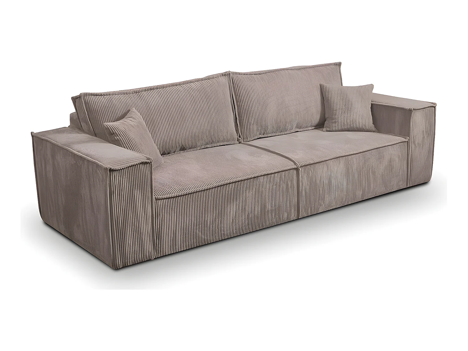Canapé convertible 4 places avec coffre Isaac velours côtelé Taupe