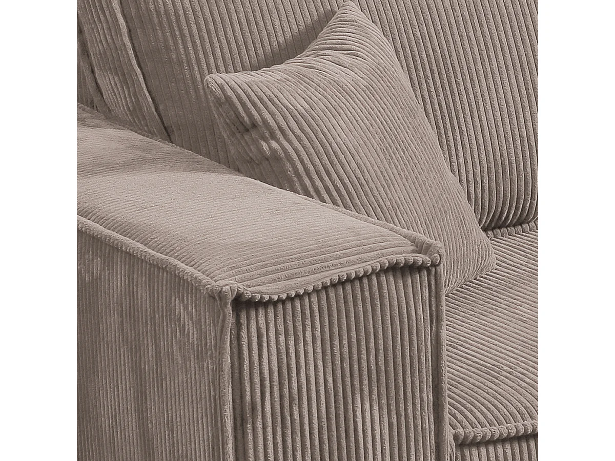 Canapé convertible 4 places avec coffre Isaac velours côtelé Taupe