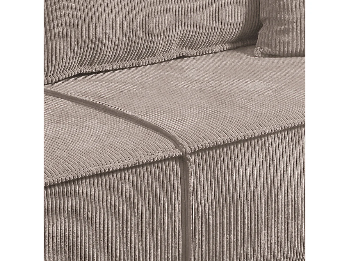 Canapé convertible 4 places avec coffre Isaac velours côtelé Taupe