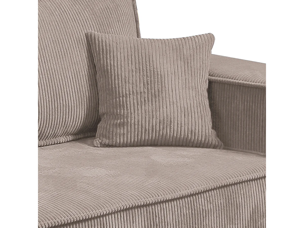 Canapé convertible 4 places avec coffre Isaac velours côtelé Taupe