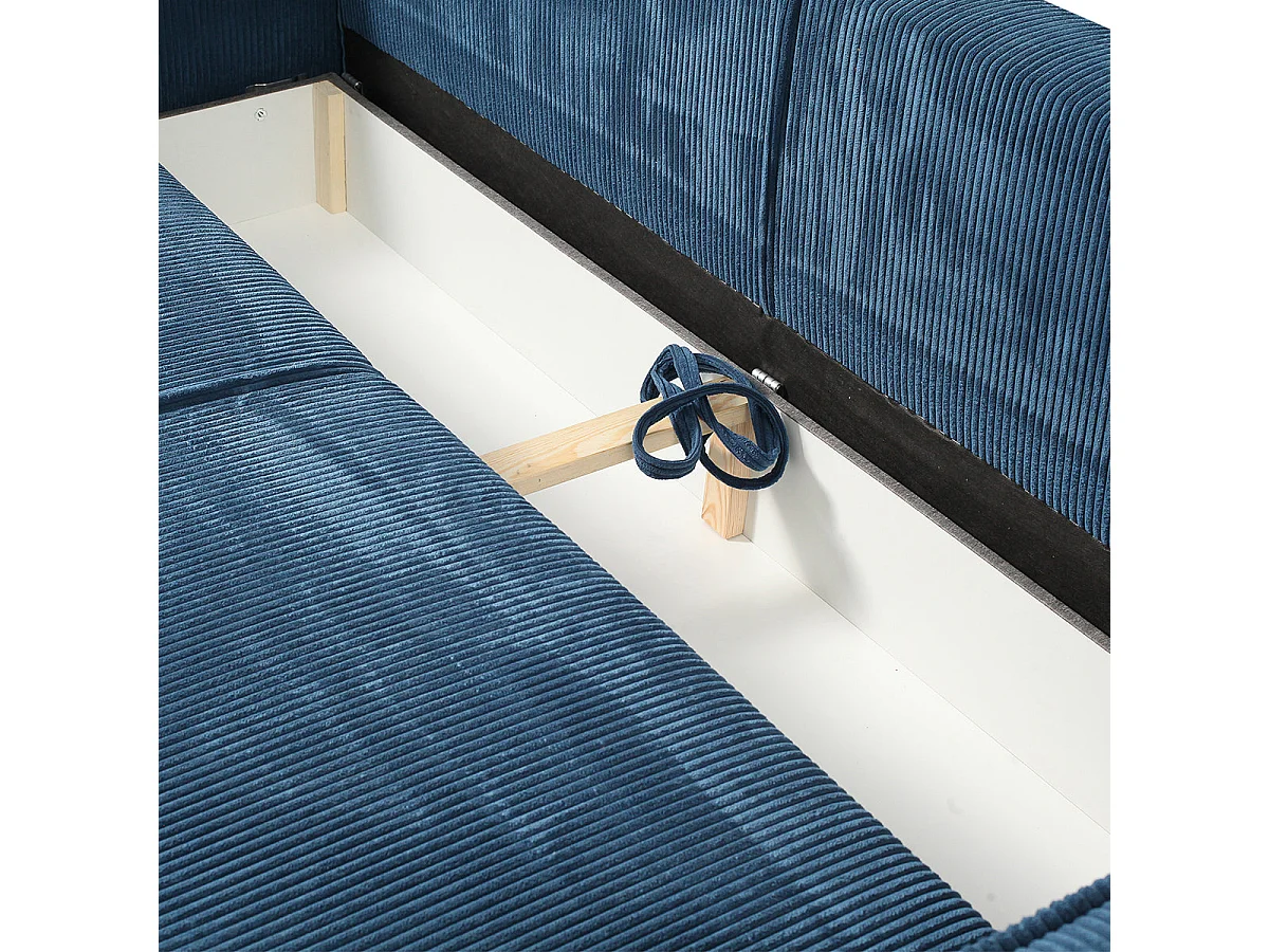 Canapé convertible 4 places avec coffre en velours côtelé taupe