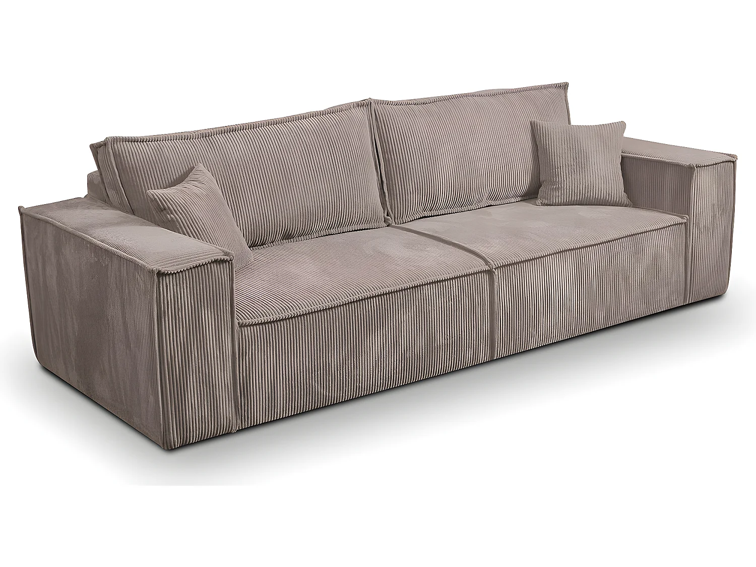 Canapé convertible 4 places avec coffre Isaac velours côtelé Taupe