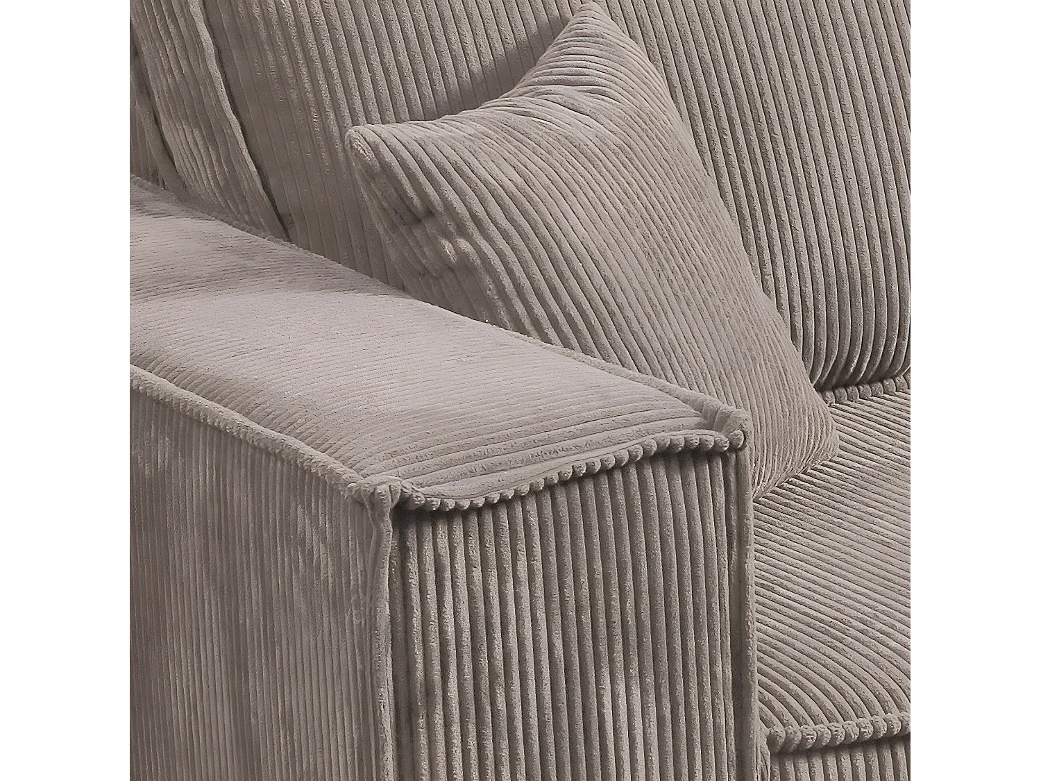 Canapé convertible 4 places avec coffre Isaac velours côtelé Taupe