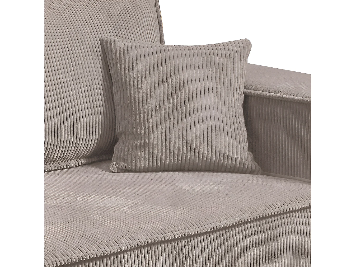 Canapé convertible 4 places avec coffre Isaac velours côtelé Taupe