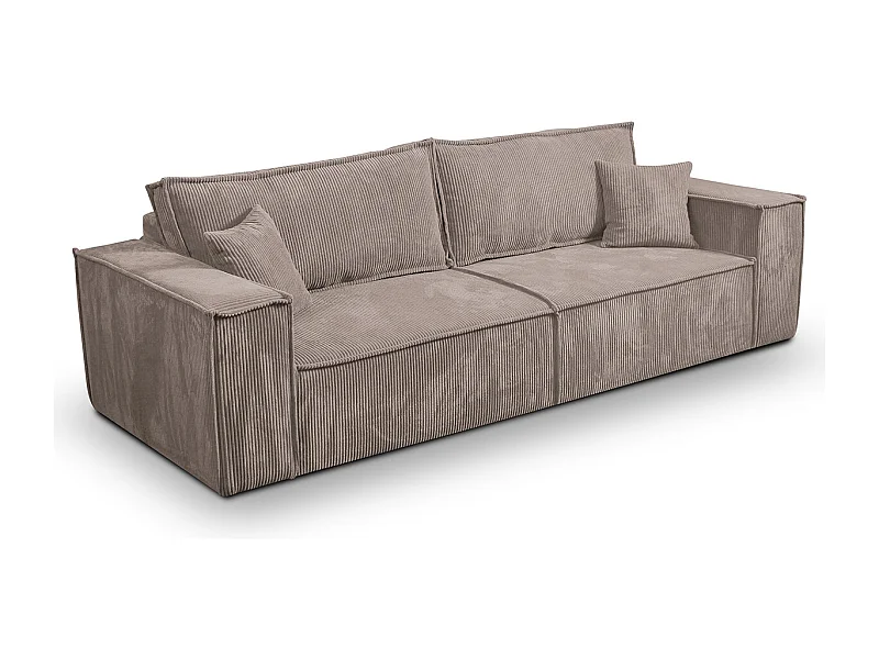 Canapé convertible 4 places avec coffre Isaac velours côtelé Taupe