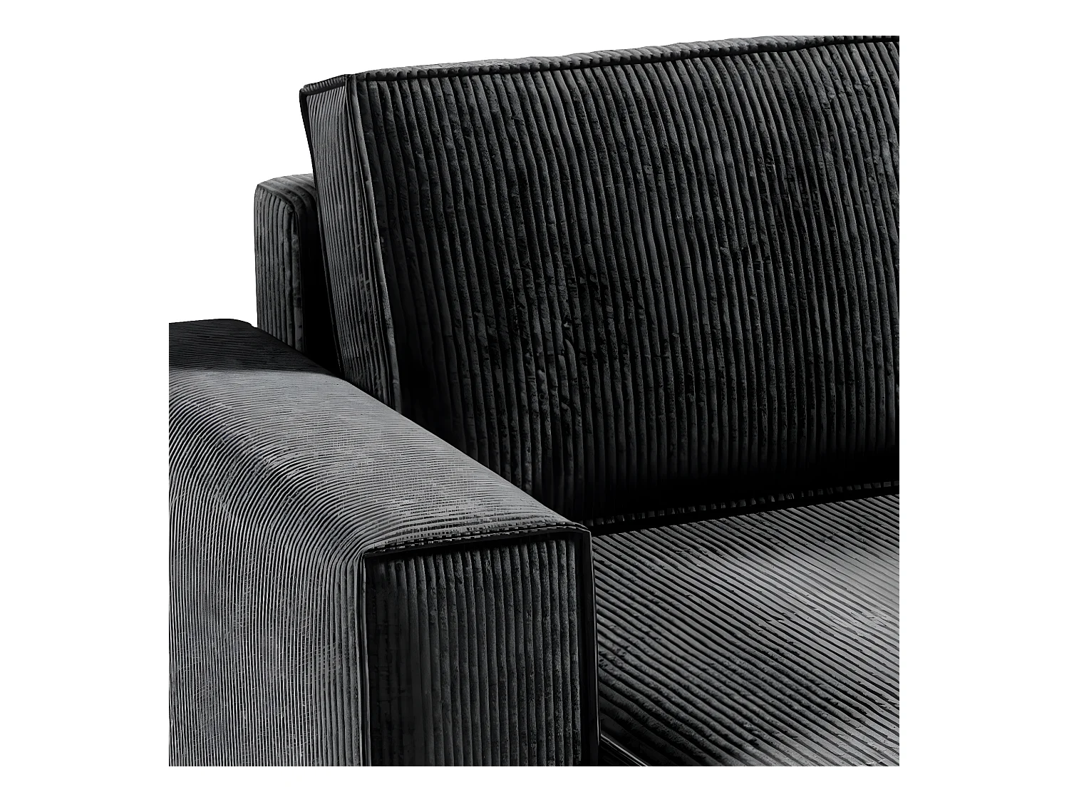 Canapé U 5 places convertible coffre Isaac velours côtelé Gris Foncé