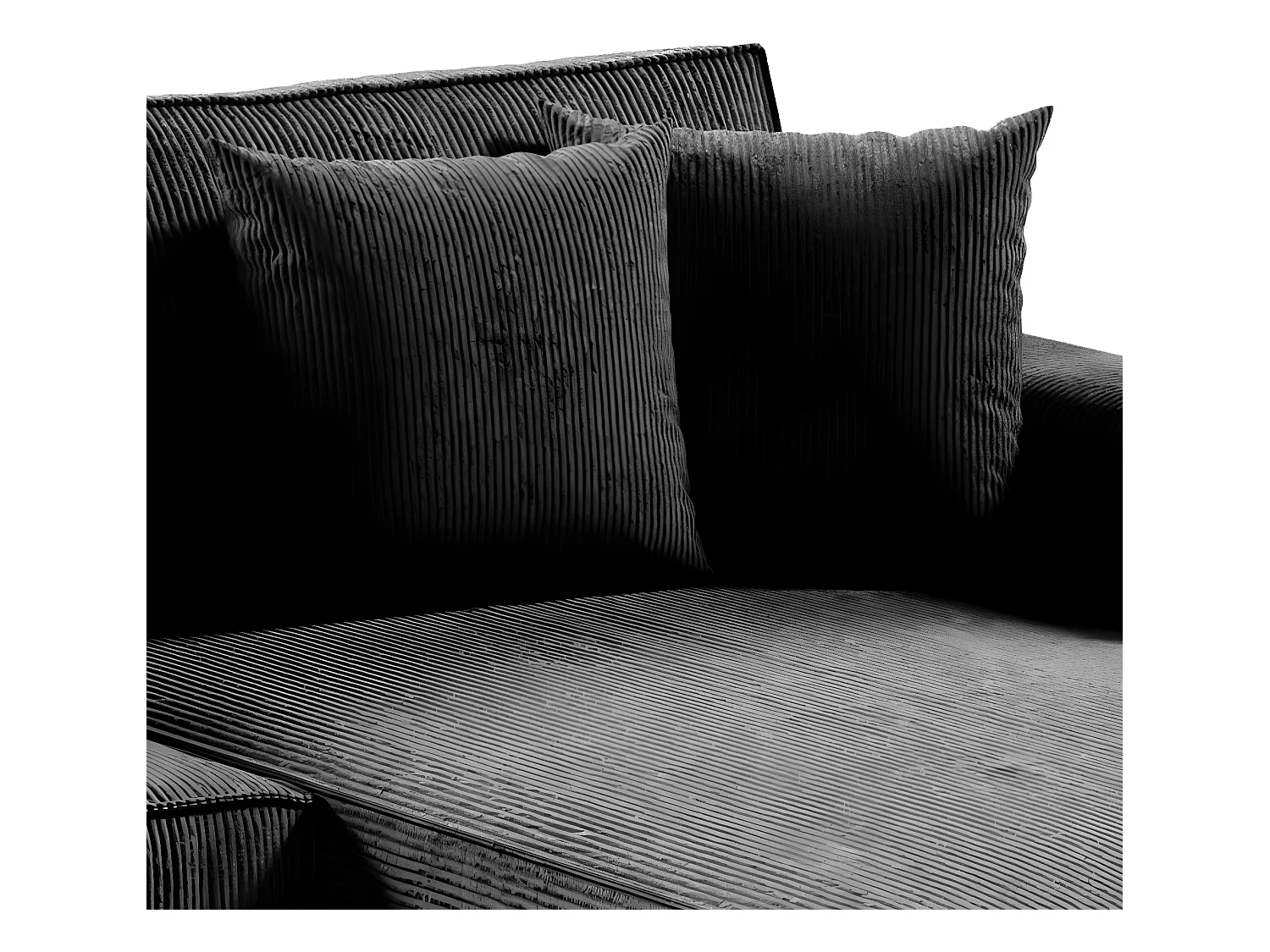 Canapé U 5 places convertible coffre Isaac velours côtelé Gris Foncé