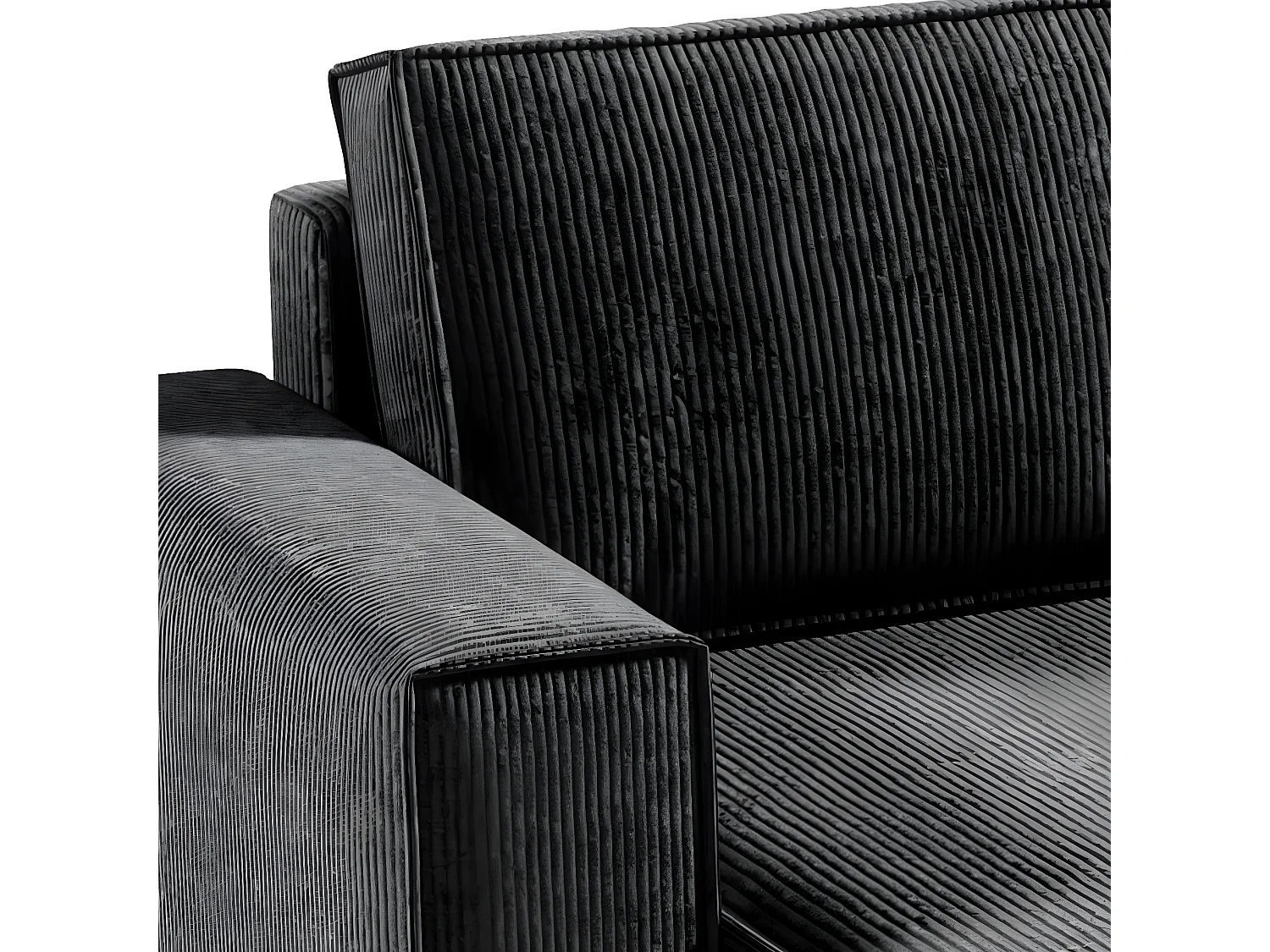 Canapé U 5 places convertible coffre Isaac velours côtelé Gris Foncé