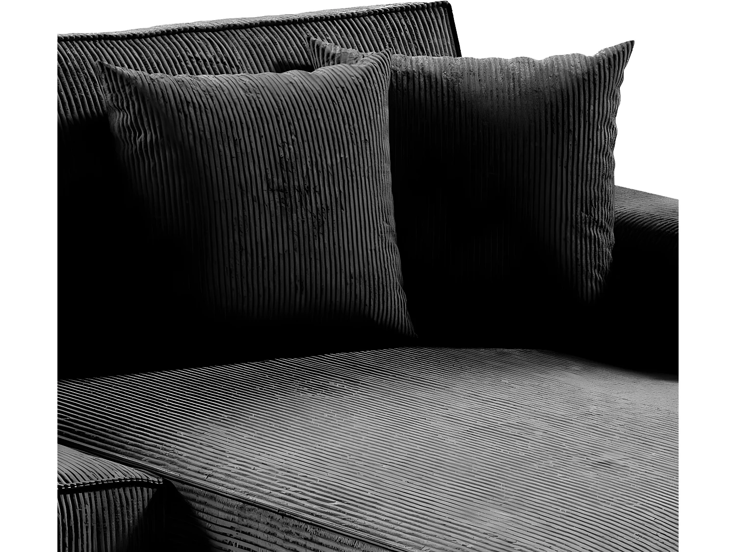 Canapé U 5 places convertible coffre Isaac velours côtelé Gris Foncé