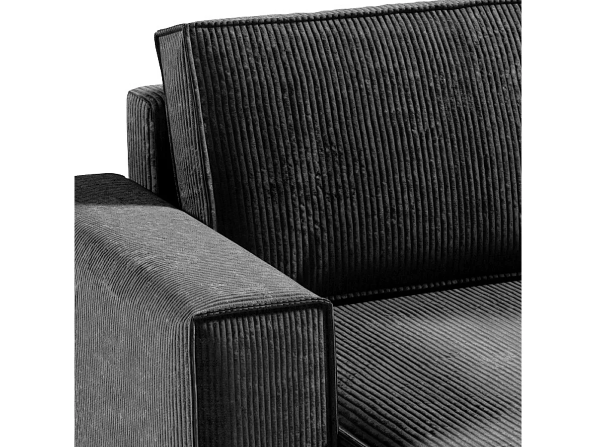 Canapé U 5 places convertible coffre Isaac velours côtelé Gris Foncé