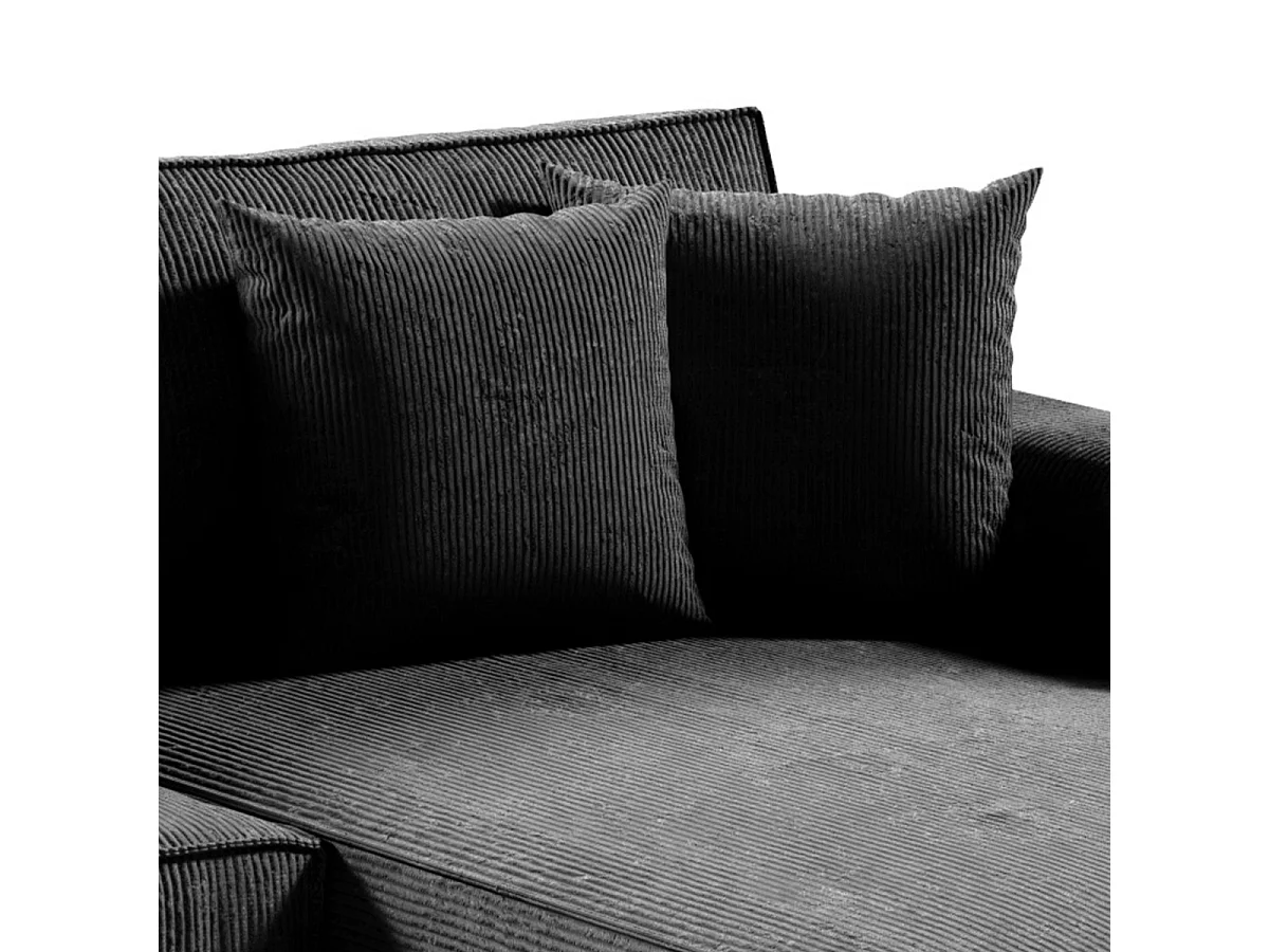 Canapé U 5 places convertible coffre Isaac velours côtelé Gris Foncé