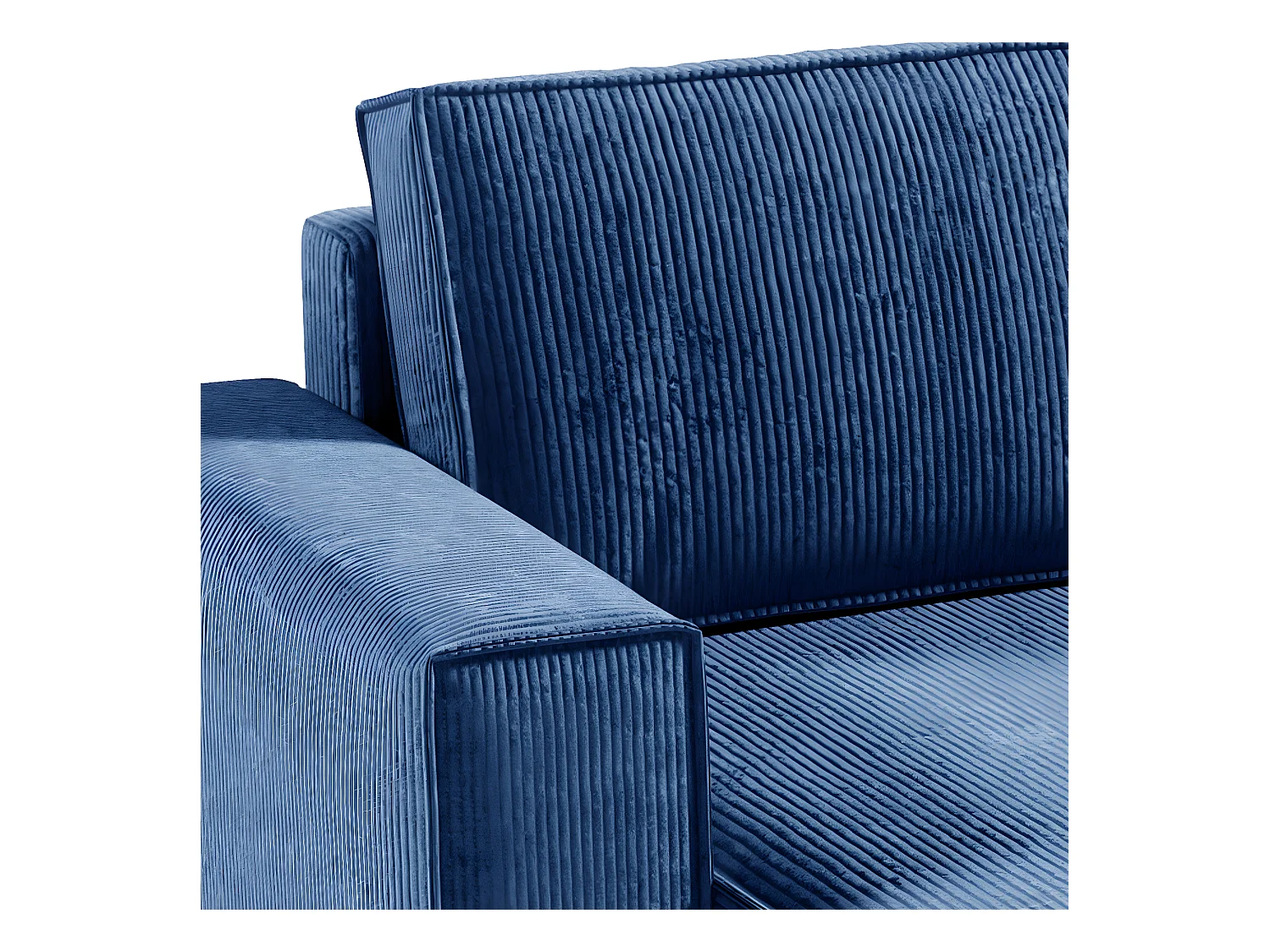 Canapé U 5 places convertible coffre Isaac velours côtelé Bleu