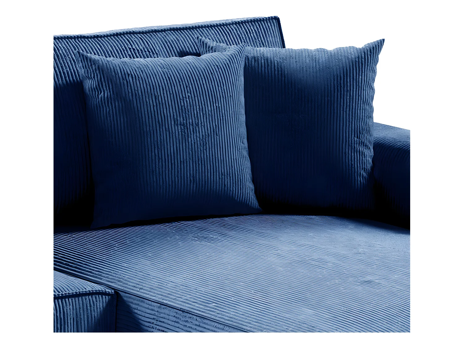 Canapé U 5 places convertible coffre Isaac velours côtelé Bleu