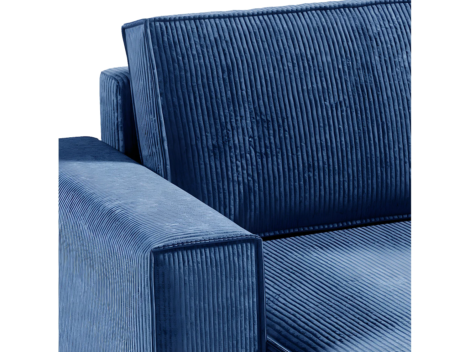 Canapé U 5 places convertible coffre Isaac velours côtelé Bleu