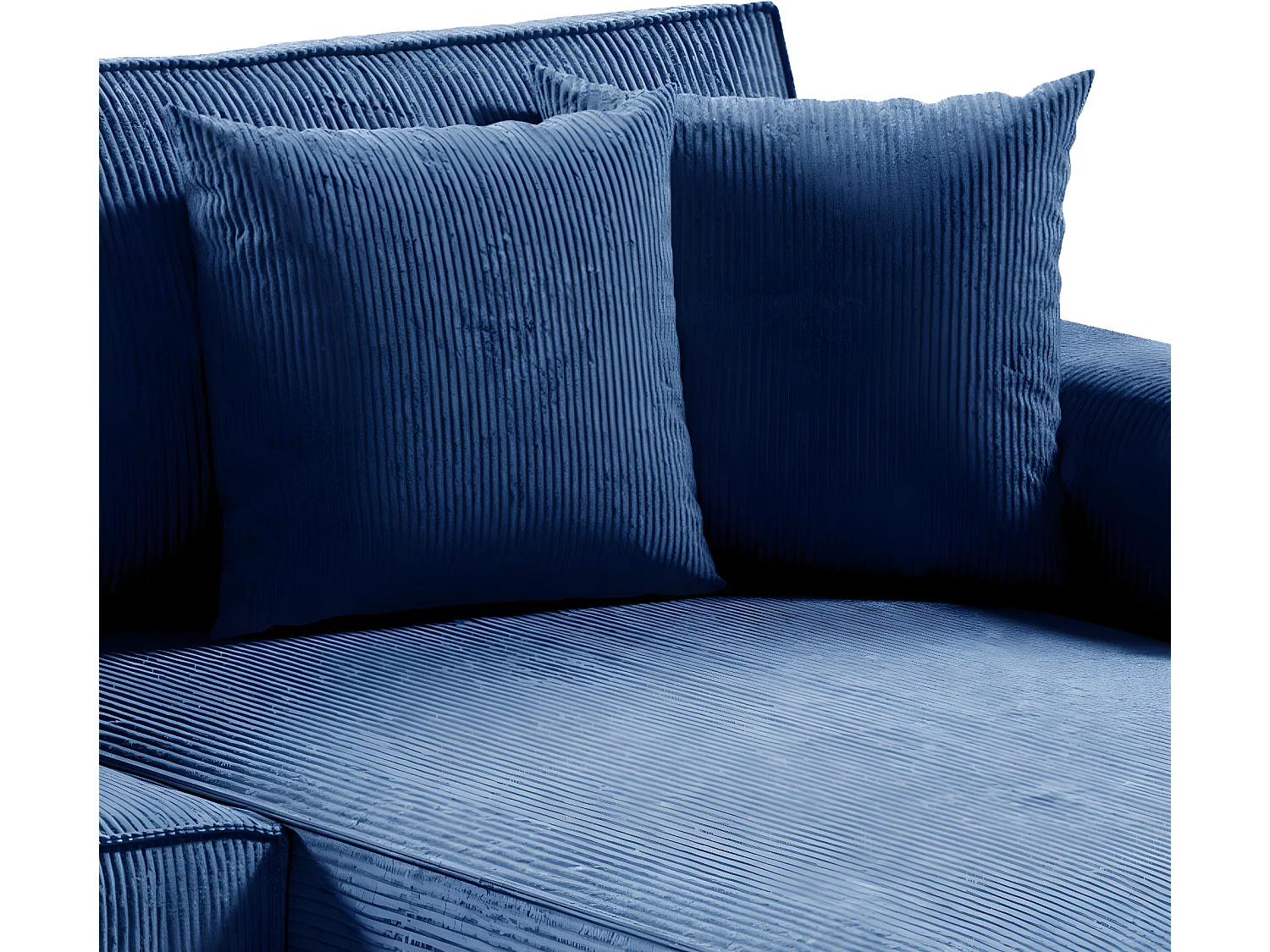 Canapé U 5 places convertible coffre Isaac velours côtelé Bleu