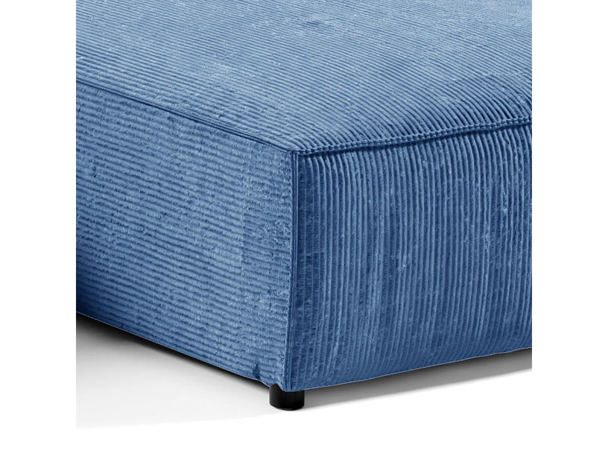 Canapé d'angle convertible 5 places avec coffre en velours bleu
