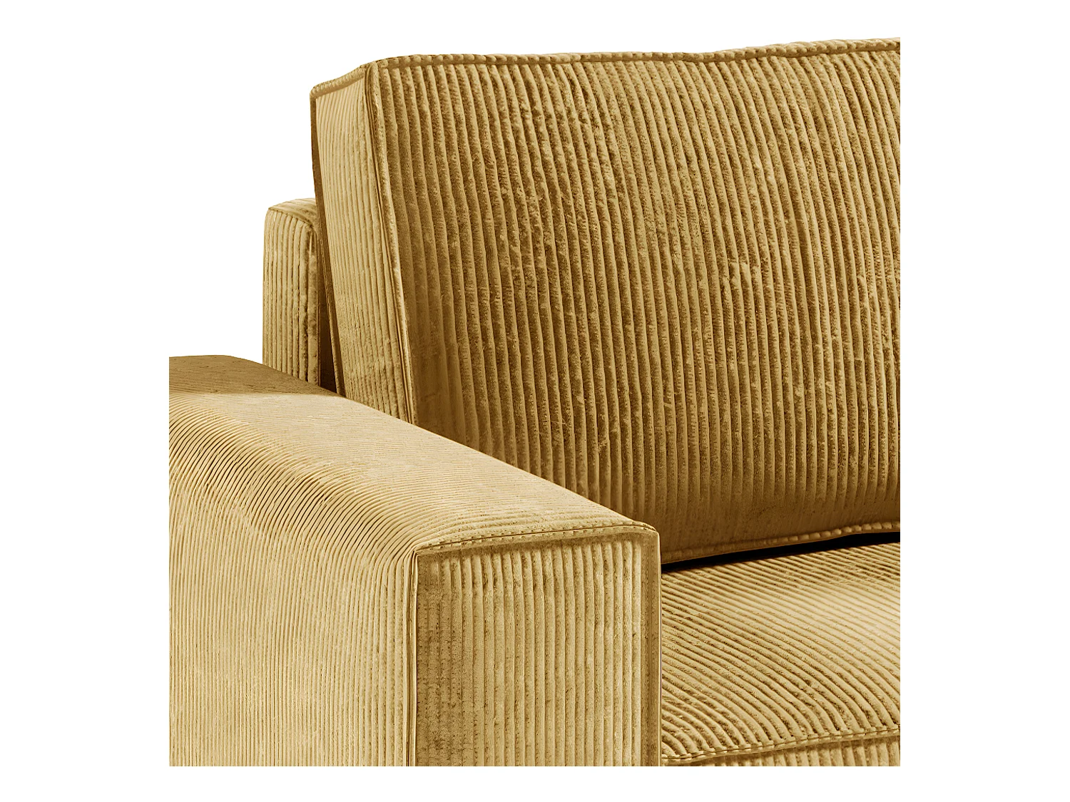 Canapé d'angle réversible et convertible 4 places avec coffre Isaac velours côtelé Jaune
