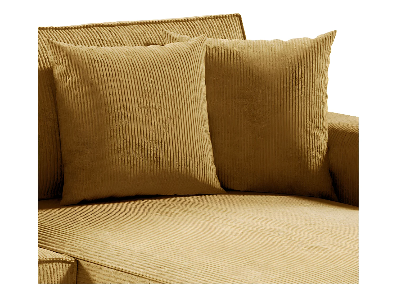 Canapé d'angle réversible et convertible 4 places avec coffre Isaac velours côtelé Jaune