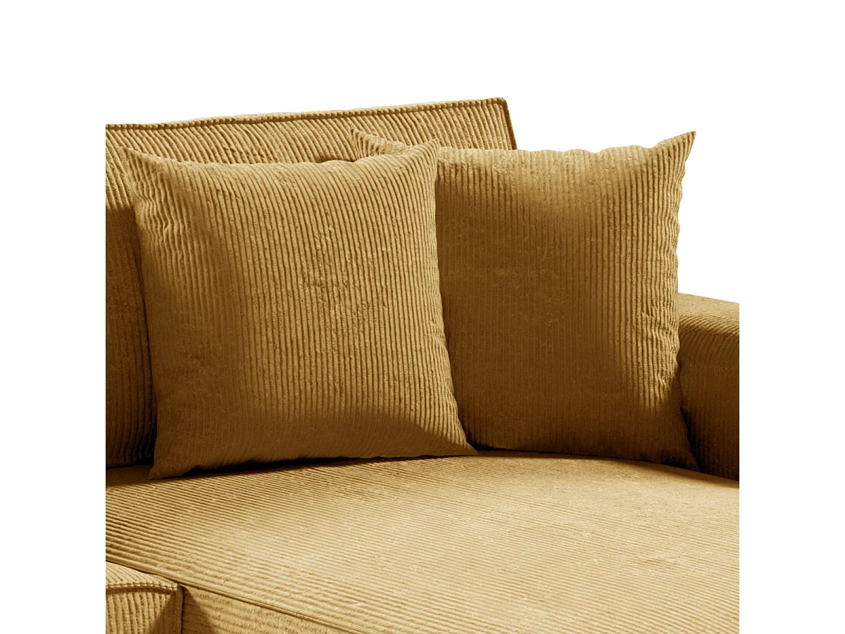 Canapé d'angle réversible et convertible 4 places avec coffre Isaac velours côtelé Jaune