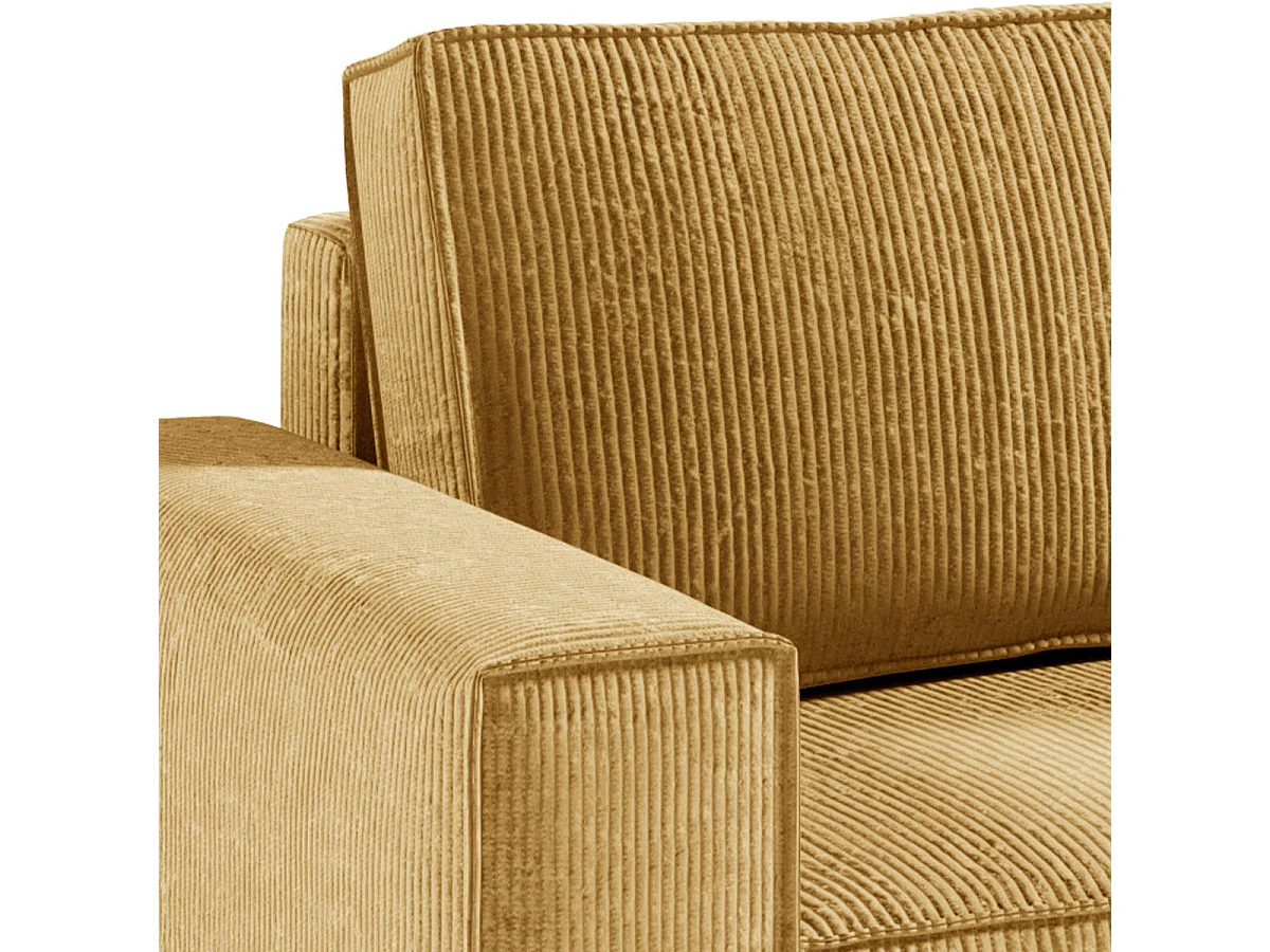 Canapé d'angle convertible 4 places avec coffre en velours jaune