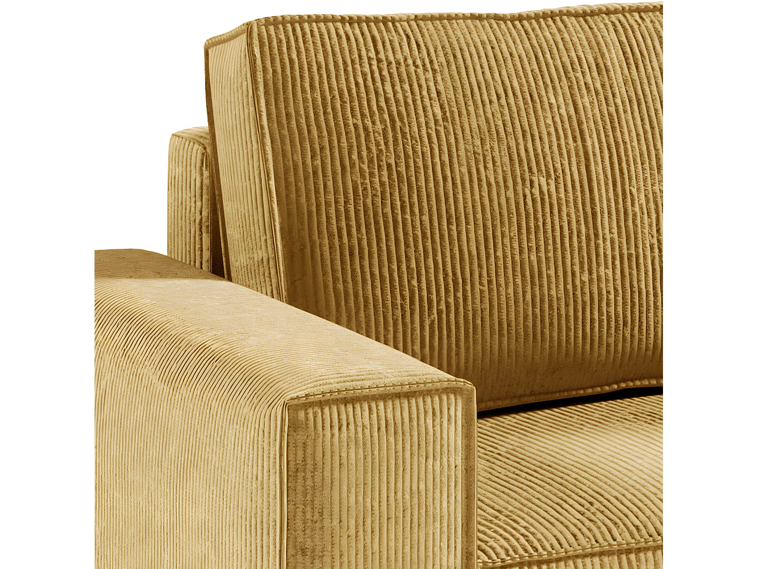 Canapé d'angle réversible et convertible 4 places avec coffre Isaac velours côtelé Jaune