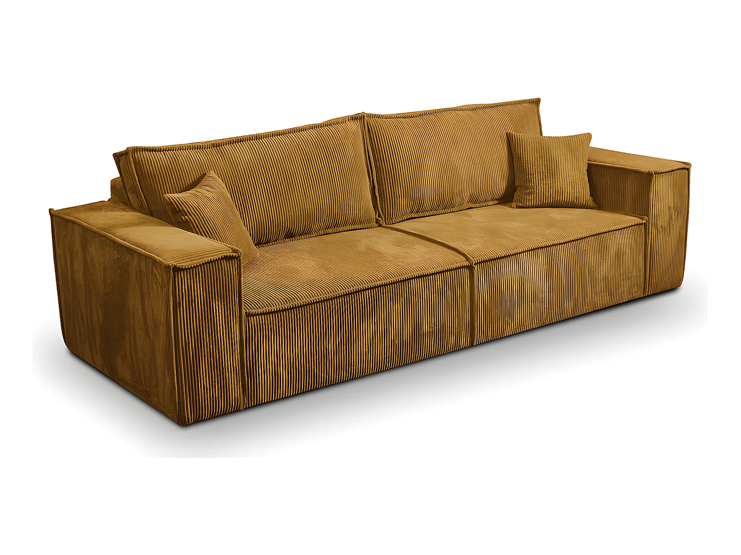 Canapé convertible 4 places avec coffre Isaac velours côtelé Jaune