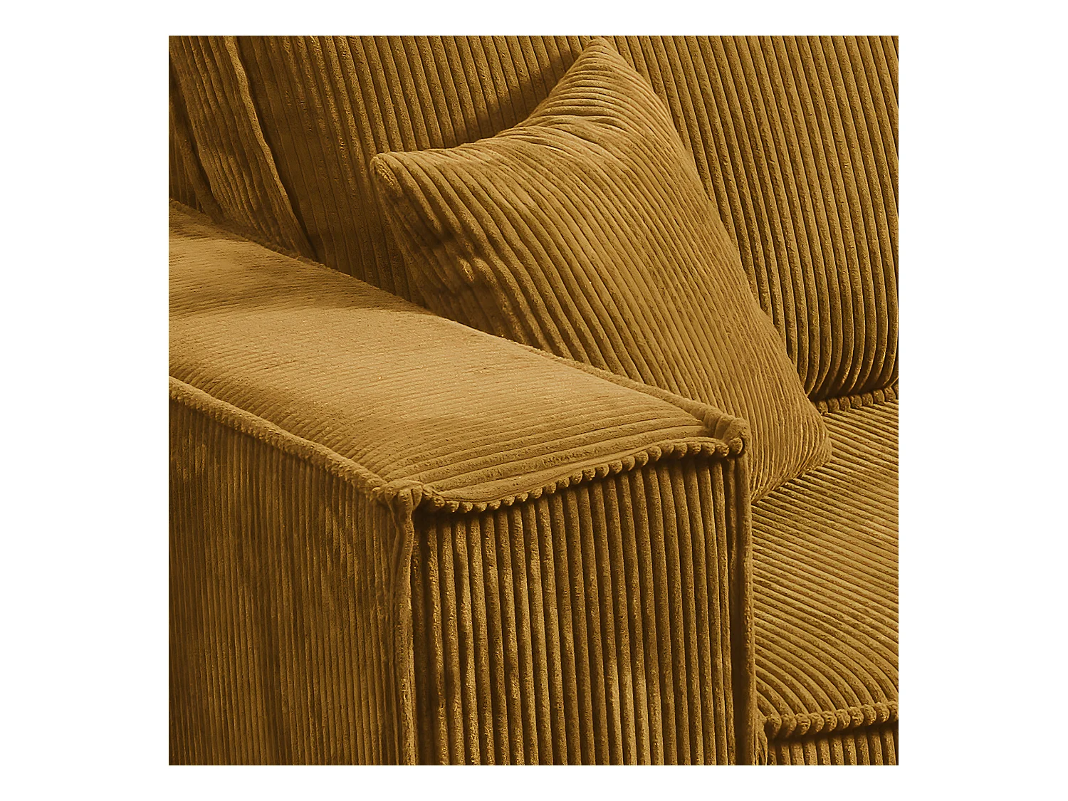 Canapé convertible 4 places avec coffre Isaac velours côtelé Jaune