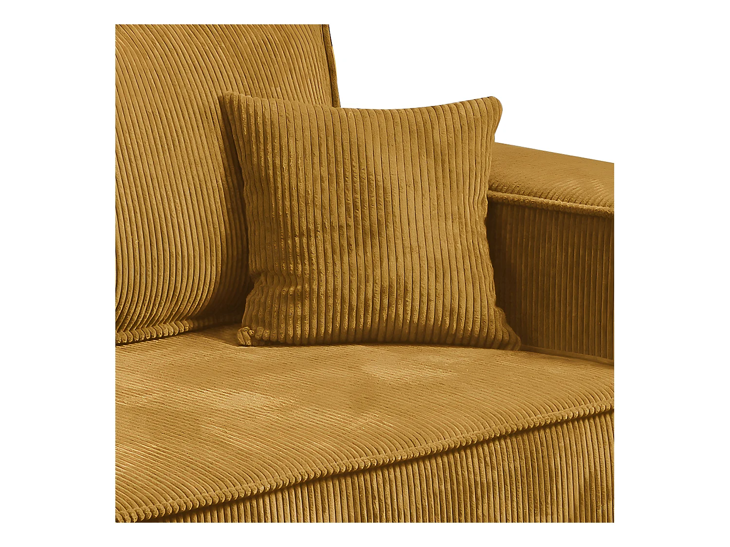 Canapé convertible 4 places avec coffre Isaac velours côtelé Jaune