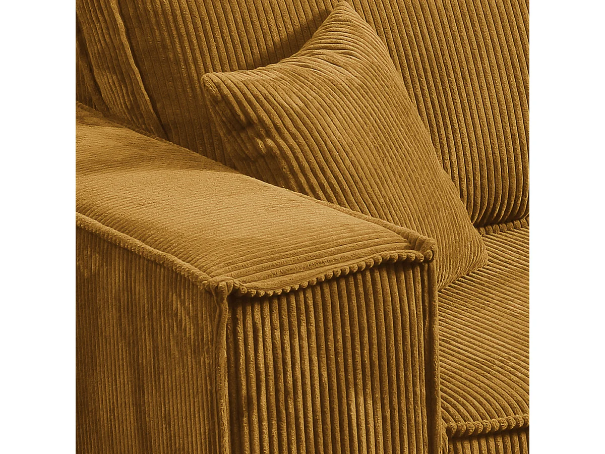 Canapé convertible 4 places avec coffre Isaac velours côtelé Jaune