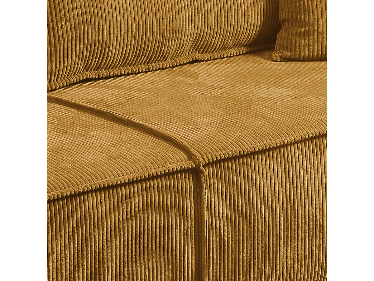 Canapé convertible 4 places avec coffre Isaac velours côtelé Jaune