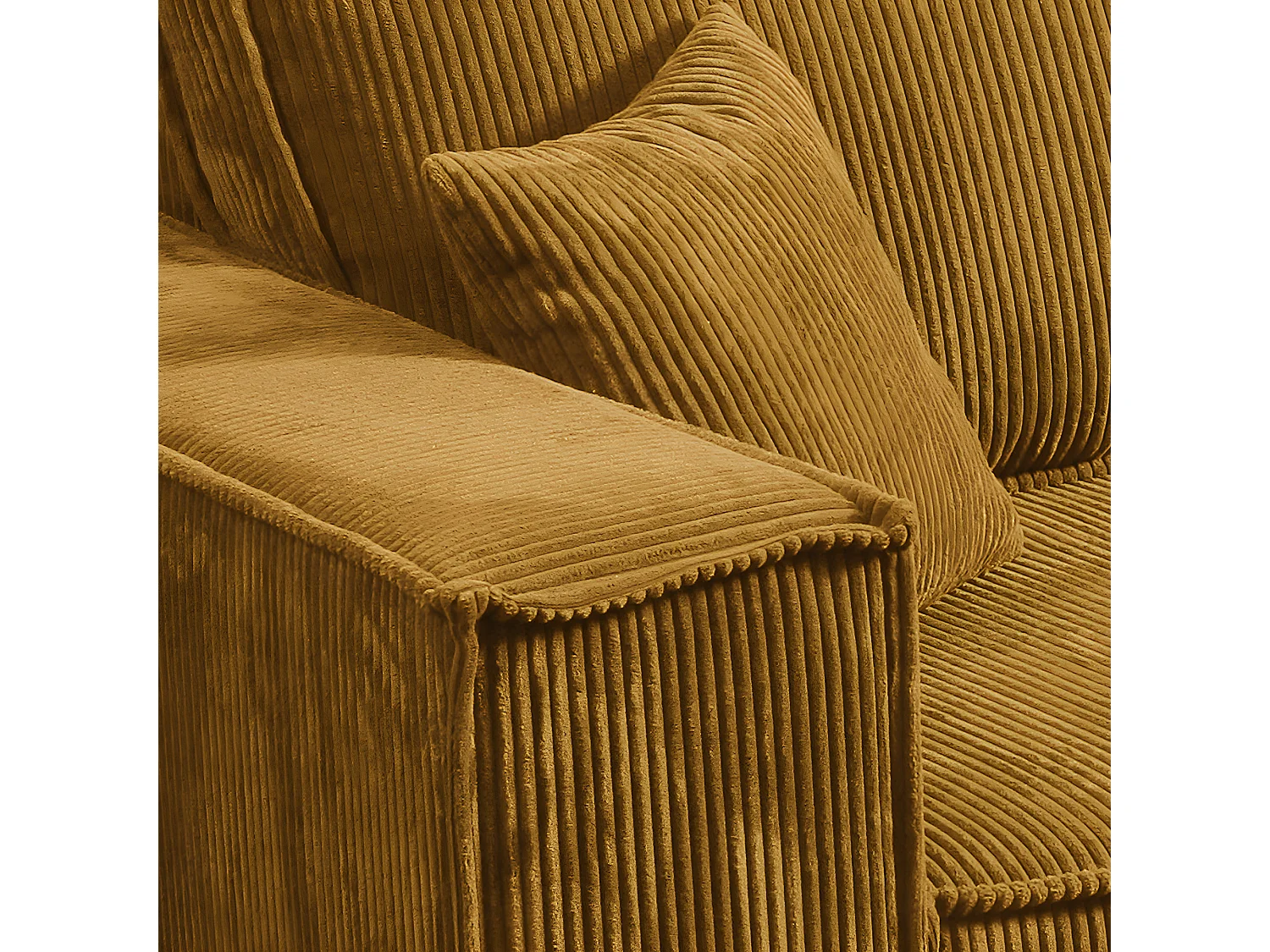 Canapé convertible 4 places avec coffre Isaac velours côtelé Jaune